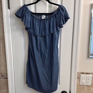 Women's Blue soft denim Off-Shoulder Dress